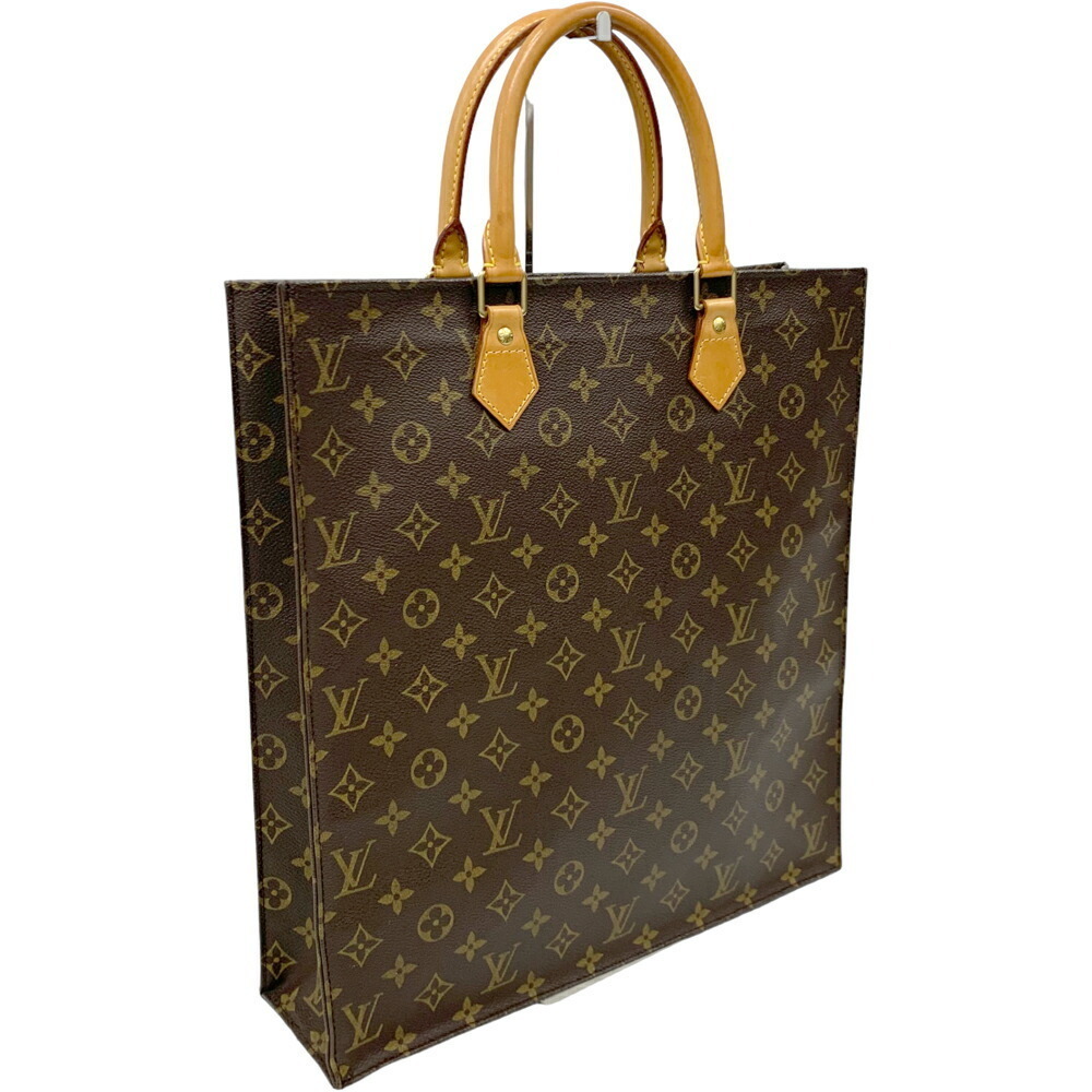 Louis Vuitton Sac Plat Tote Bag Handbag Monogram Brown